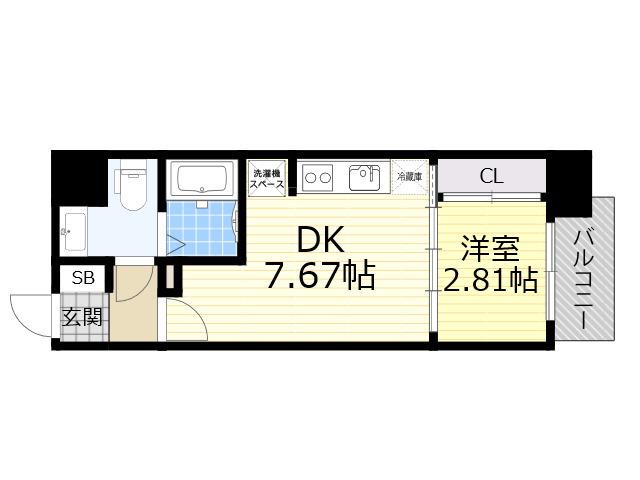 SERENITE新大阪(1DK/6階)の間取り写真