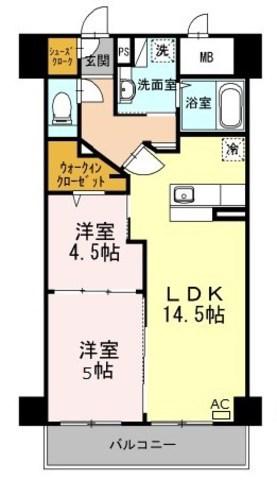 COCO MARINI(2LDK/6階)の間取り写真
