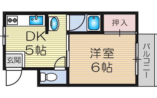 アガタマンション(1DK/4階)の間取り写真