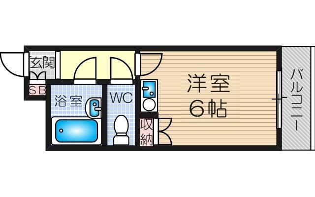 グランドコート新大阪(ワンルーム/6階)の間取り写真