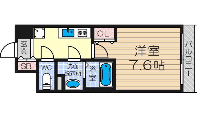 レジュールアッシュJUSO(1K/8階)の間取り写真