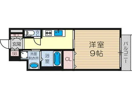 レジュールアッシュJUSO(1K/3階)の間取り写真