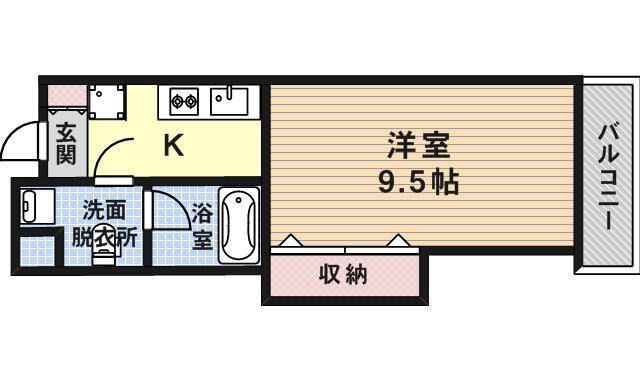 W.O.B.TSUKAMOTO(1K/4階)の間取り写真