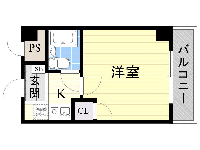 リーガル塚本Ⅲ(1K/2階)の間取り写真