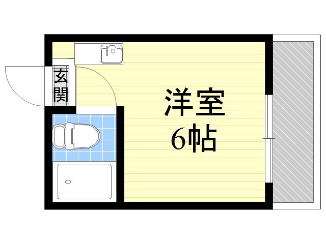 エスティライフ姫島公園(ワンルーム/6階)の間取り写真