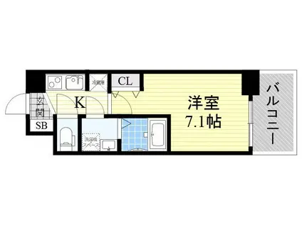 プロシード大阪西バロンドール(1K/7階)の間取り写真