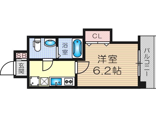 ラグゼ東三国2(1K/9階)の間取り写真