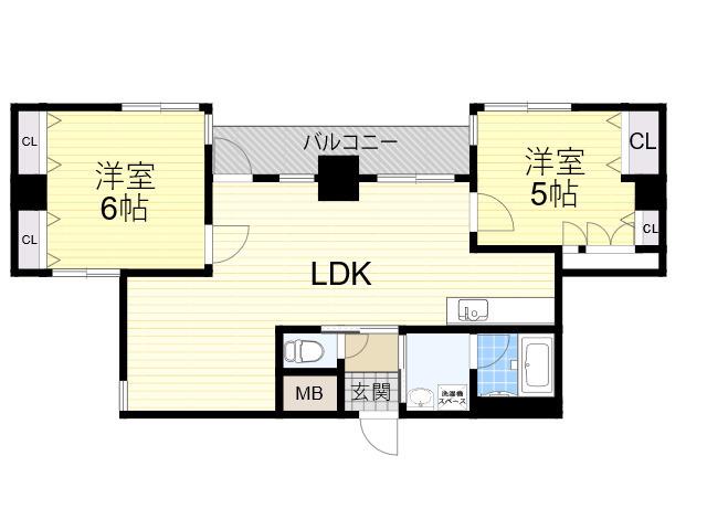 センチュリー十三(2LDK/6階)の間取り写真