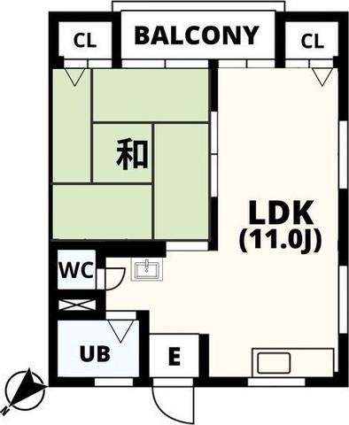 なぎさマンション(1LDK/2階)の間取り写真