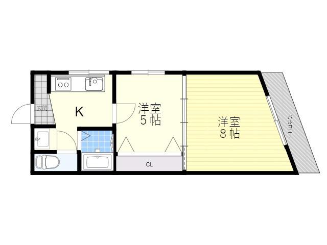 RIORA塚本Ⅱ(2K/4階)の間取り写真