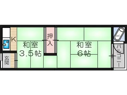 大久保文化豊中(1K/2階)の間取り写真