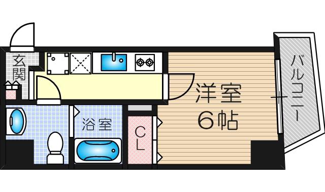 ラグゼ十三東1(1K/3階)の間取り写真