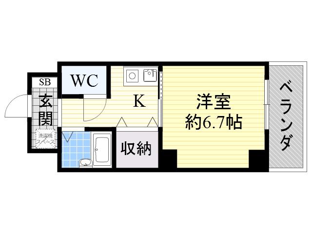 アトール西中島(1K/6階)の間取り写真