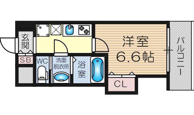 サムティ大阪CITY ウエスト(1K/11階)の間取り写真