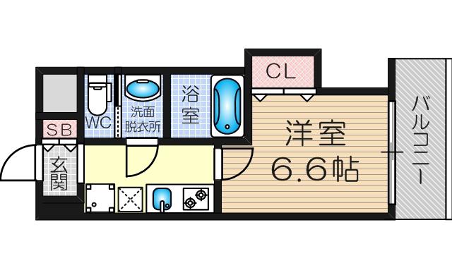 サムティ大阪CITY ウエスト(1K/12階)の間取り写真