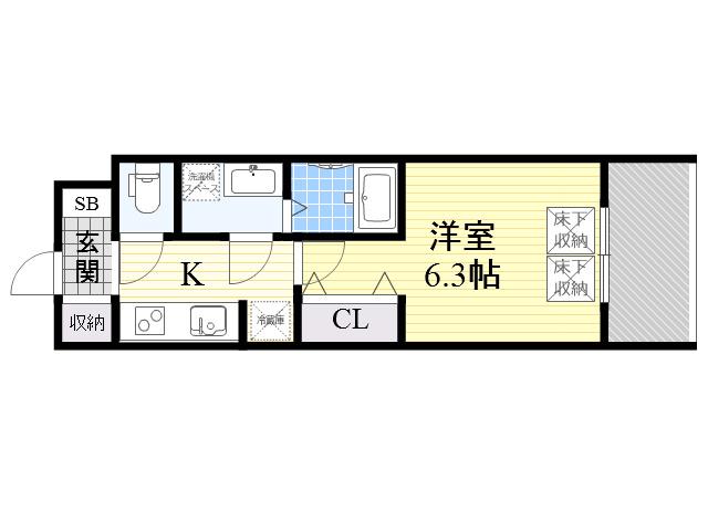 スプランディッド新大阪DUE(1K/6階)の間取り写真
