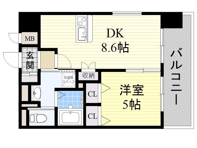 ラグゼ新大阪Ⅰ(1LDK/5階)の間取り写真