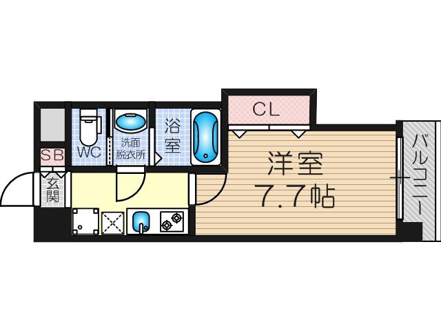 ラグゼ新大阪Ⅰ(1K/9階)の間取り写真