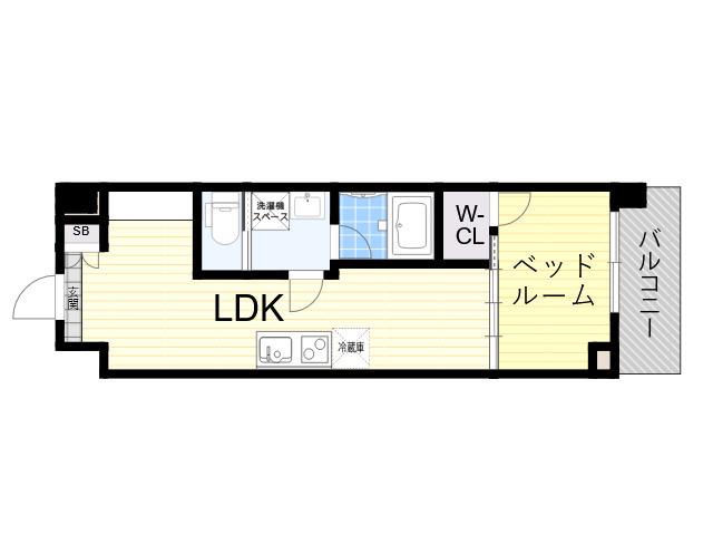 REーBE東三国(1LDK/10階)の間取り写真