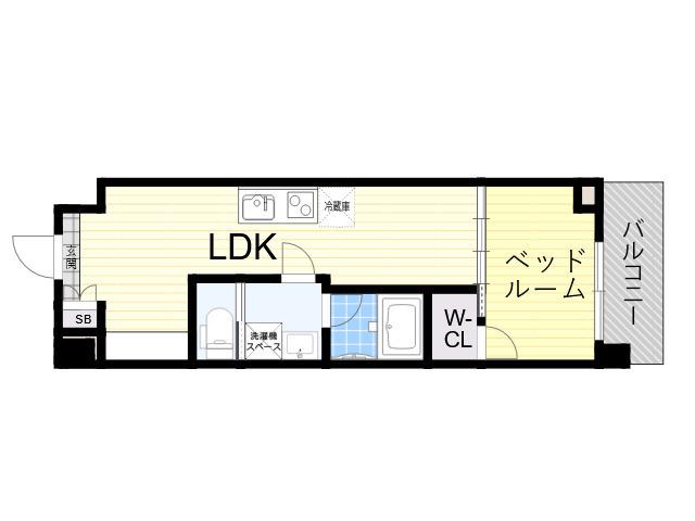 REーBE東三国(1LDK/10階)の間取り写真