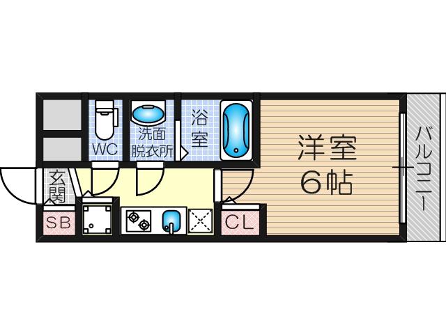 メインステージ大阪ノース MARK(1K/6階)の間取り写真