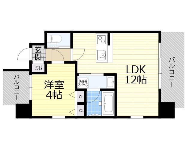CITY SPIRE西中島(1LDK/6階)の間取り写真