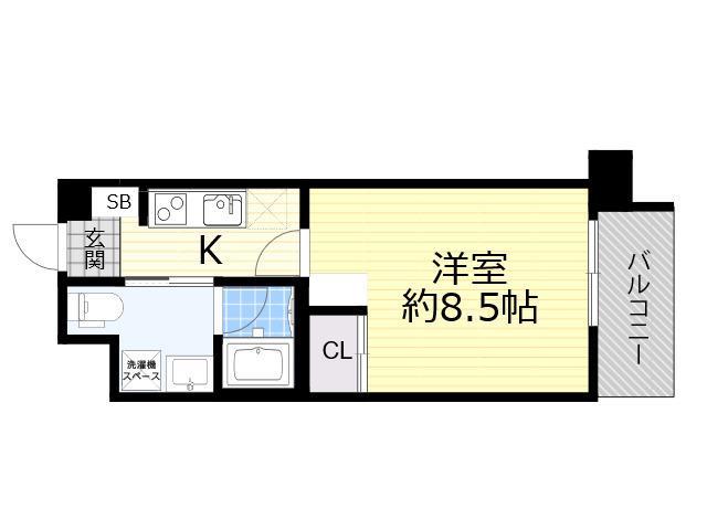 E BY U新大阪(1K/4階)の間取り写真