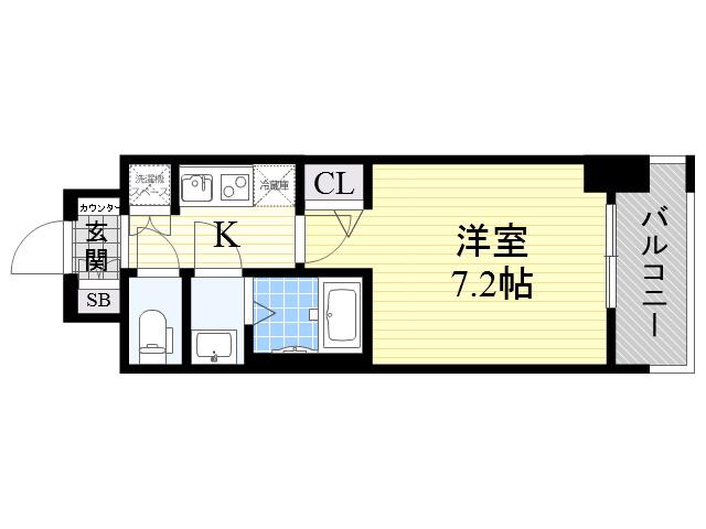エヴァステージ梅田ウエスト(1K/4階)の間取り写真