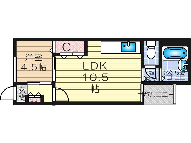 今清ビル(1LDK/4階)の間取り写真