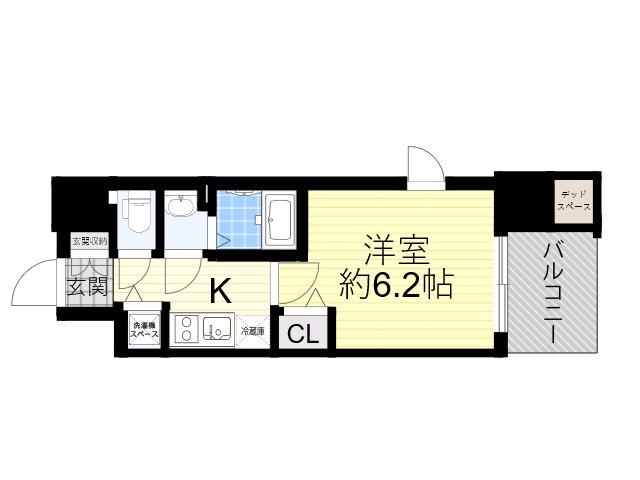ララプレイス ザ・大阪リヴァージュ(1K/2階)の間取り写真
