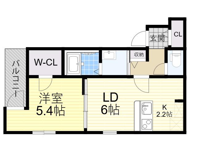 フジパレス姫島(1LDK/2階)の間取り写真