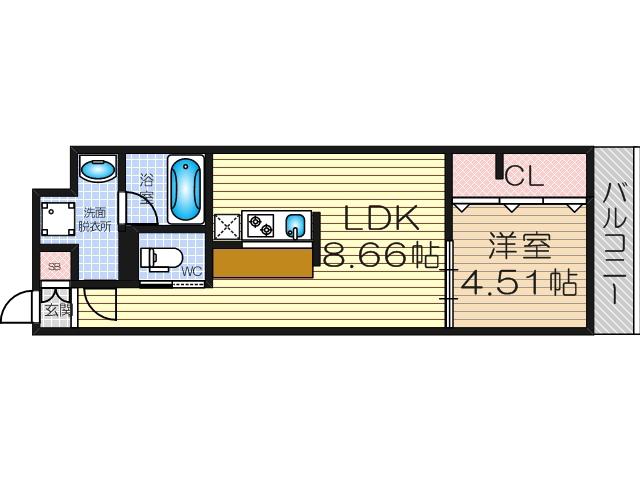 ガレリア加島(1LDK/2階)の間取り写真