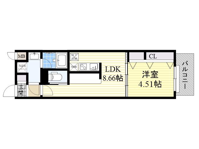 ガレリア加島(1LDK/2階)の間取り写真