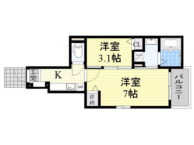 サニーレジデンス西三国H(2K/1階)の間取り写真