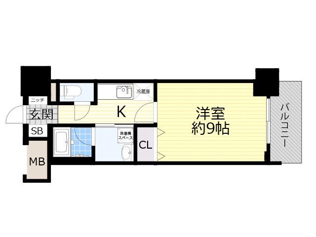 セレッソコート新大阪(1K/9階)の間取り写真