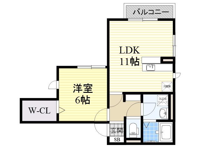 ヴァンヴェール(1LDK/2階)の間取り写真