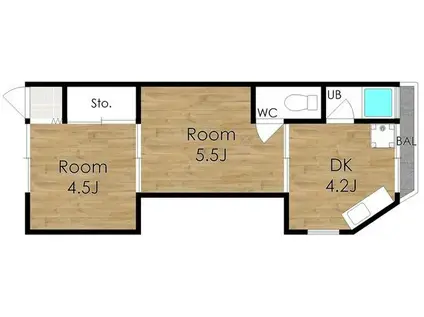 柏里ハイツ(2DK/3階)の間取り写真
