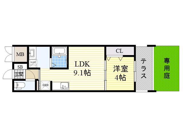 幸 COURT TSUKAMOTO(1LDK/1階)の間取り写真