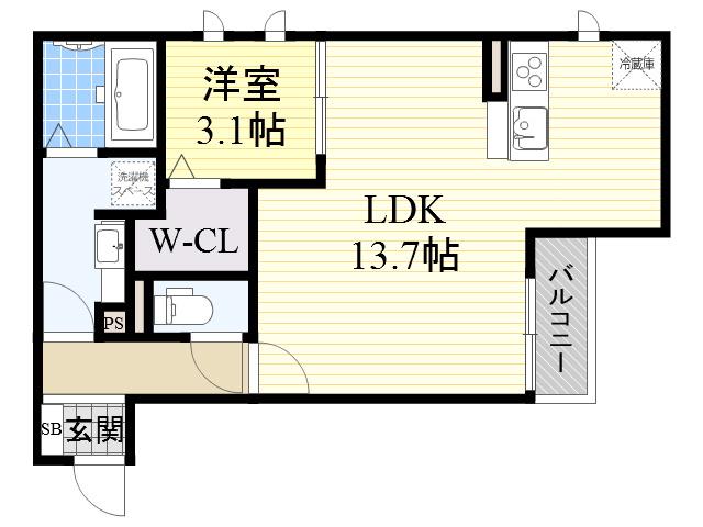 クオーレ(1LDK/3階)の間取り写真