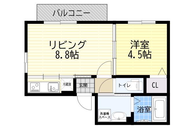 ウィットヒメサト(1LDK/1階)の間取り写真