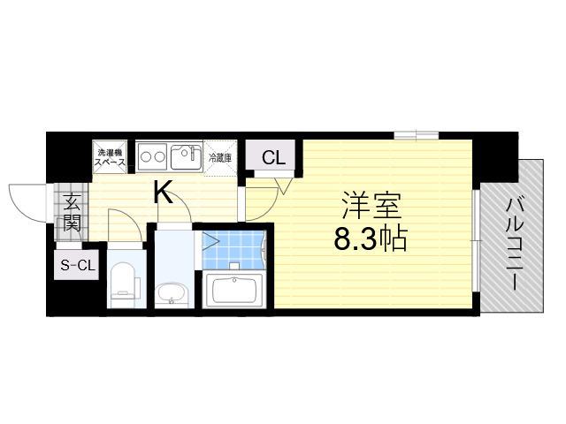 リッツ新大阪(1K/6階)の間取り写真