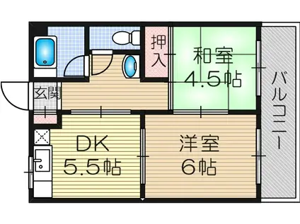 魚真マンション(2DK/2階)の間取り写真