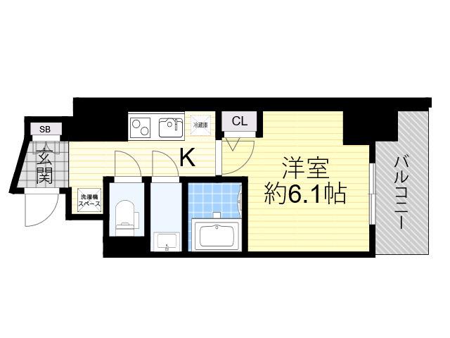 アークグラン大阪ウエスト(1K/11階)の間取り写真