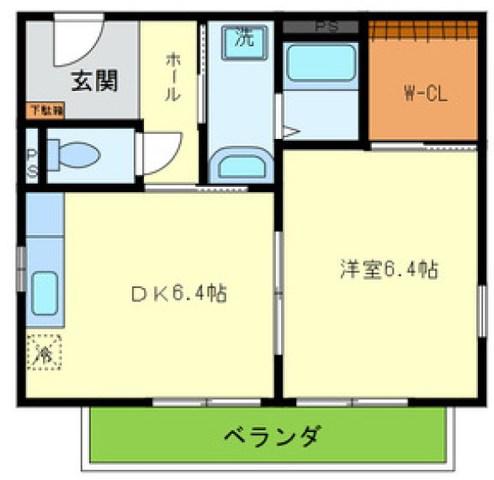 サンライズ・コート(1DK/2階)の間取り写真