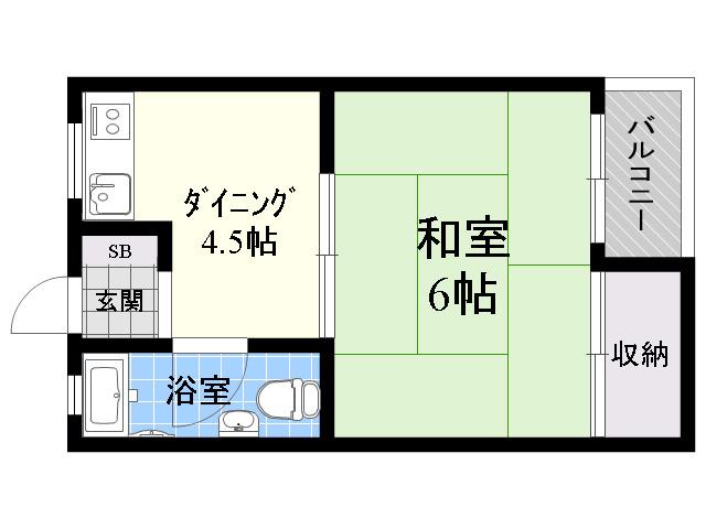 第8坂田ビル(1K/1階)の間取り写真