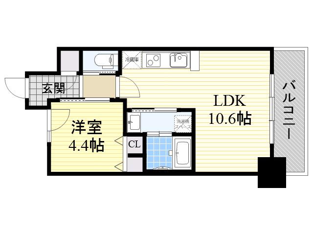 スプランディッド新大阪キャトル(1LDK/9階)の間取り写真