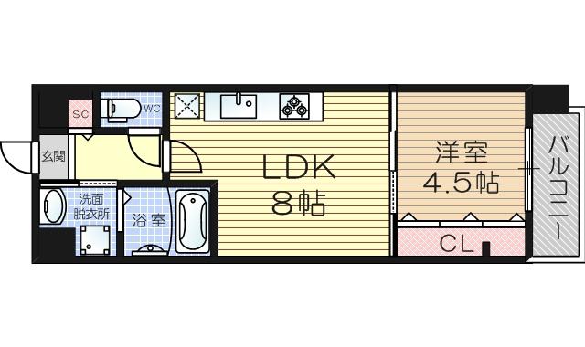 レクエルド 塚本(1LDK/4階)の間取り写真