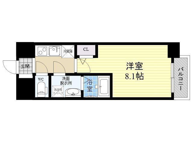 サムティ姫島LIBERLE(1K/9階)の間取り写真
