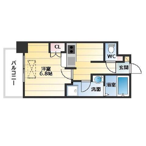 カスターニャ三国本町(1K/6階)の間取り写真
