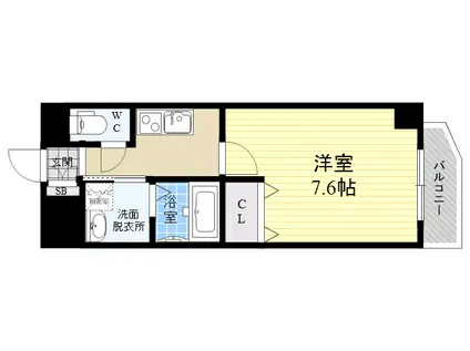 ファーストフィオーレ大阪ウエスト(1K/2階)の間取り写真